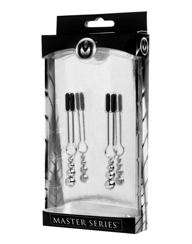 XR Brands Adorn Triple Bead Nipple Clamp Set Adjustable Pressure Control - - Nipple and Clit Clamps