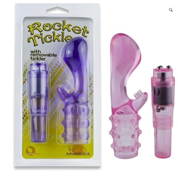 Aphrodisia Rocket Ticklers Compact Vibrator with Tickler Attachment - - Mini & Slim Vibrators