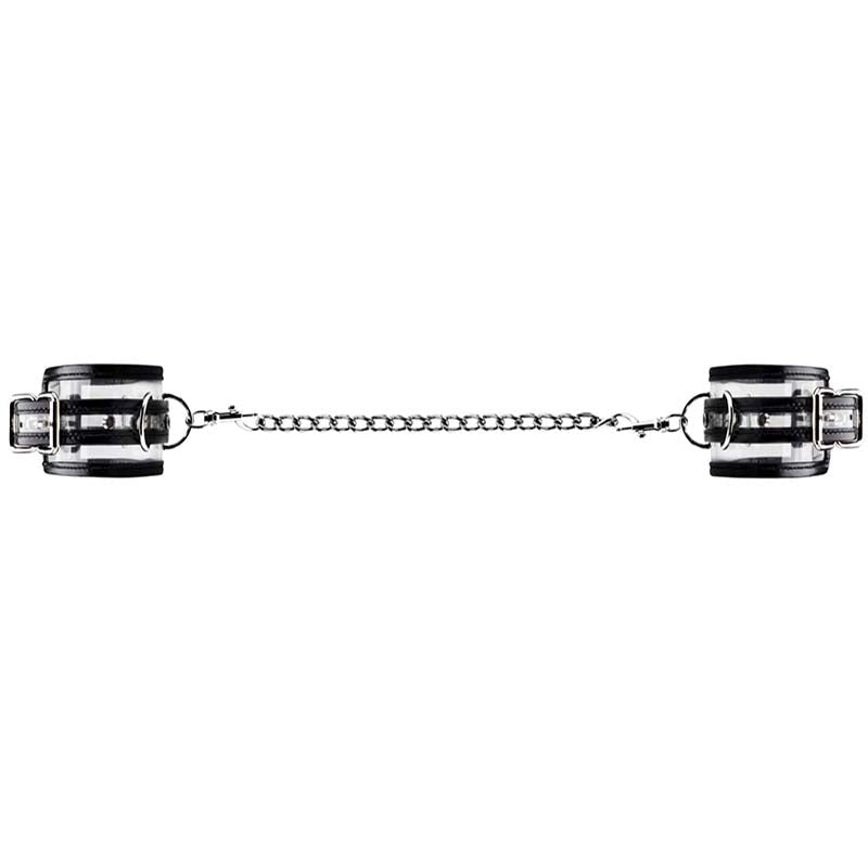 Shots Toys Bad Romance Translucent Handcuffs with Black Stripes BDSM Restraints - - Cuffs and Restraints