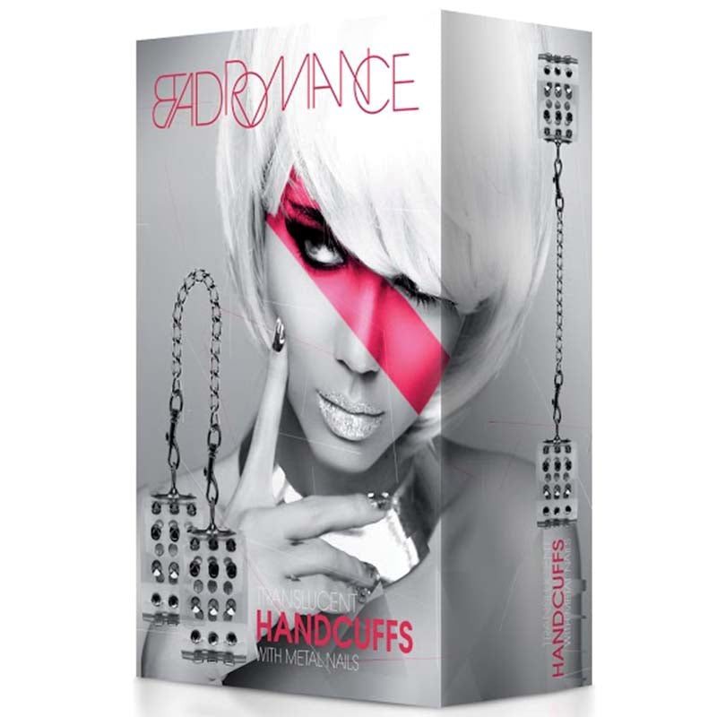 Shots Toys Bad Romance Translucent Handcuffs with Metal Nails BDSM Restraints - - Cuffs and Restraints