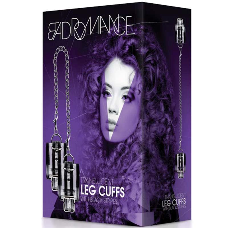 Shots Toys Bad Romance Translucent Leg Cuffs with Black Stripes BDSM Bondage - - Cuffs and Restraints