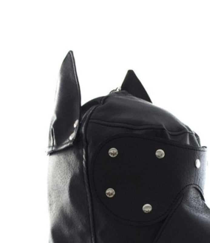 Bang Good Bondage Dog Hood Shiny Real Leather - - Bondage Hoods