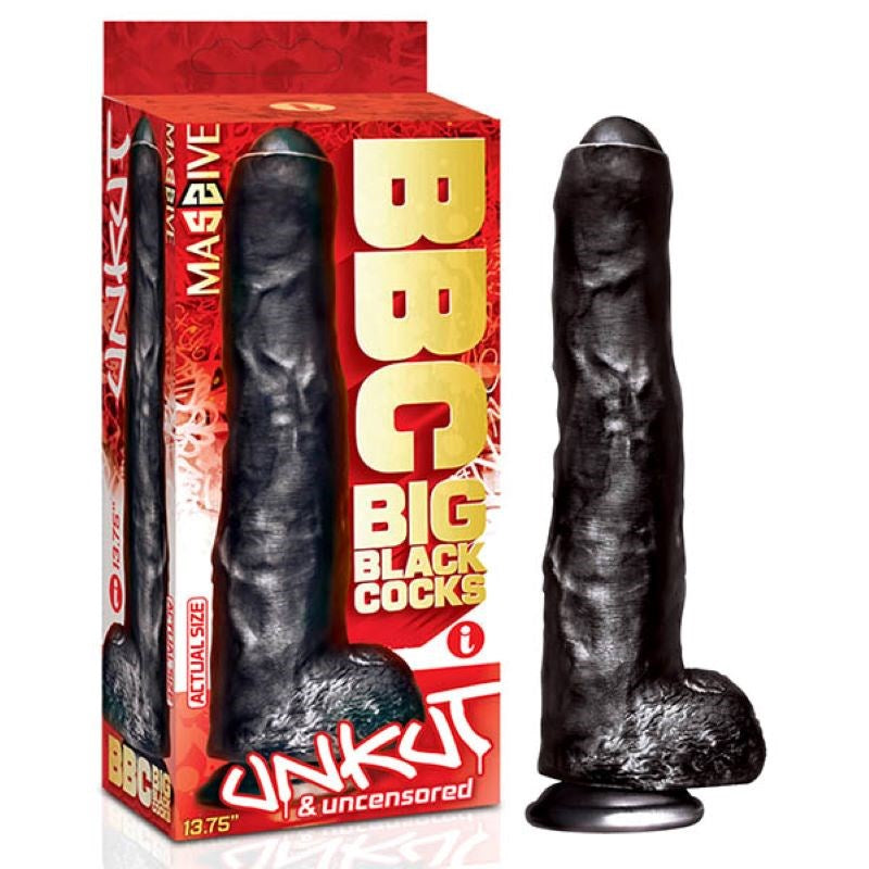 Icon Brands BBC Big Black Cock Unkut 13.75 Inch Realistic Dildo - - Realistic Dildos