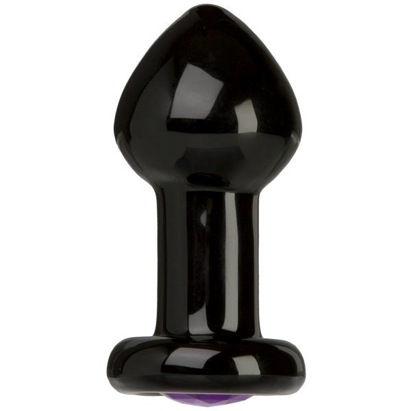 Doc Johnson Black Rose Crystal Butt Plug Medium - - Glass Sex Toys