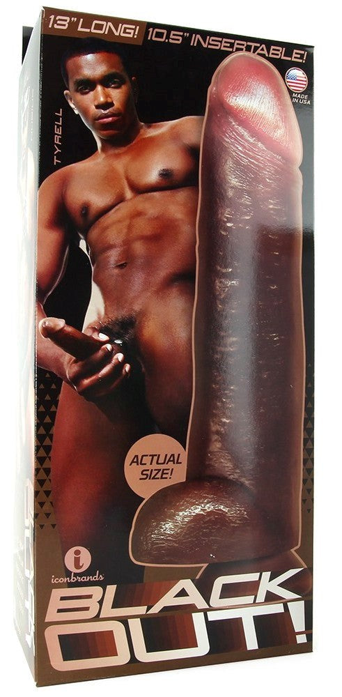 Icon Brands Blackout! Black 13 Inch Realistic Dong Elevate Your Intimate Experiences - - Realistic Dildos