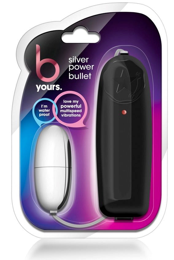 Blush Novelties B Yours Silver Power Bullet Multi Speed Clitoral Vibrator - - Remote Control Vibrators
