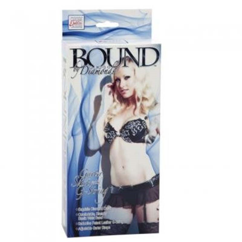 California Exotics Bound By Diamonds Garter Skirt With G String Patent Leather - - Body Stockings