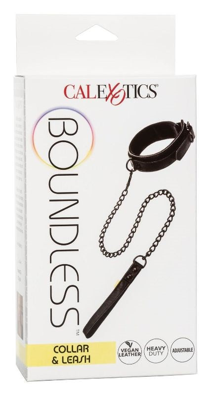 California Exotics Boundless Bondage Collar and Leash with Heavy Duty Chain - - Collars and Leads
