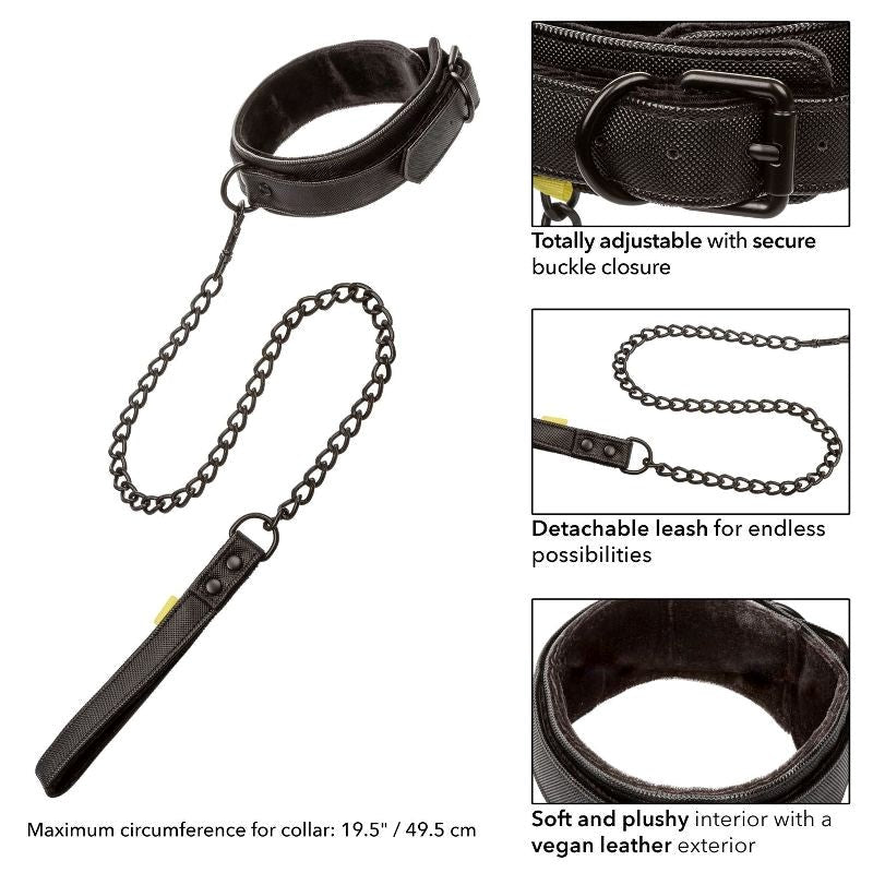 California Exotics Boundless Bondage Collar and Leash with Heavy Duty Chain - - Collars and Leads