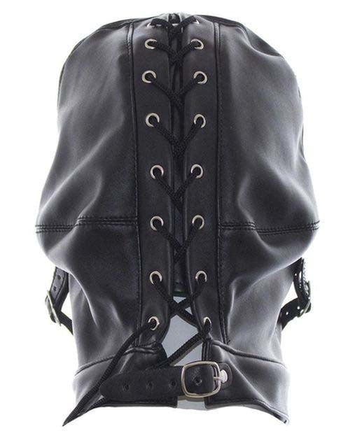 Cafe Bondage Hood Leather For Edging Control - - Bondage Hoods