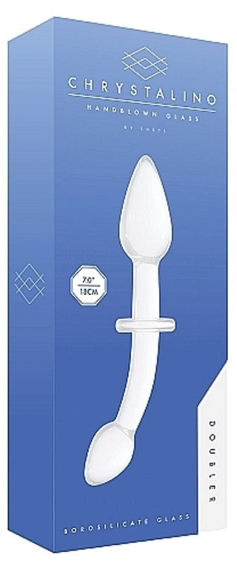 Shots Toys Chrystalino Doubler White Glass Dildo with Double Ended Design - - Glass Sex Toys
