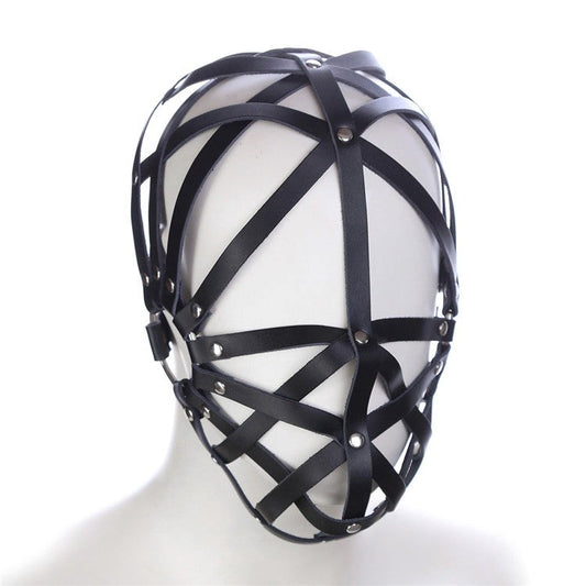 Cross Belt Half Face Hood Couples CRing Pick - - Bondage Hoods