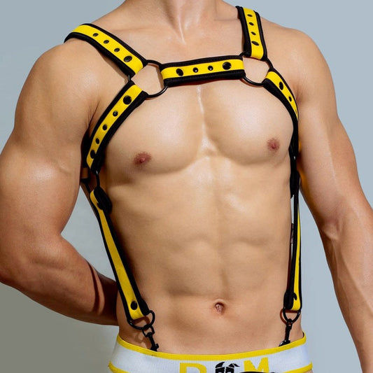 D.M Neoprene Chest Harness with Suspenders For Him - - Cuffs And Restraints