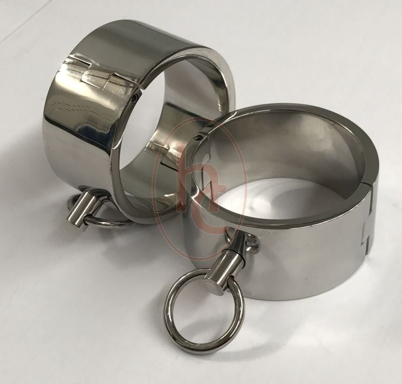 Deluxe Steel Bondage Wrist Cuffs - - Cuffs and Restraints