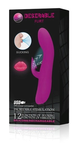 Baile Desirable Flirt Dual Function G Spot Vibrator and Sucker with Clitoral Suction - - Rabbit Vibrators