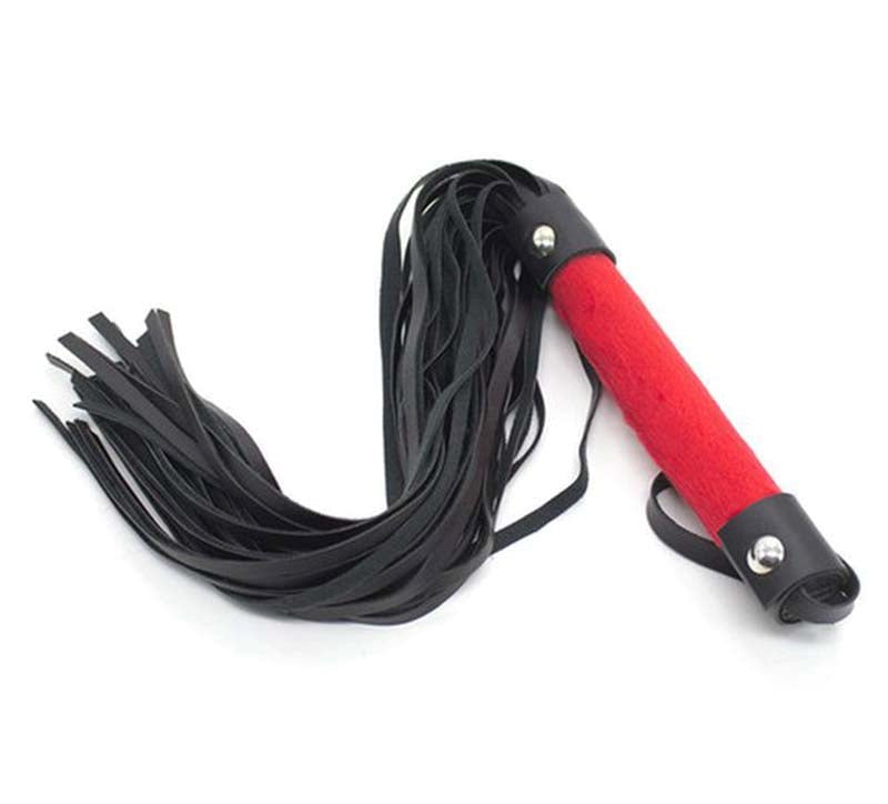 Downy Fetish Play Whip Black And Red CRing for Every Man - - Whips And Crops