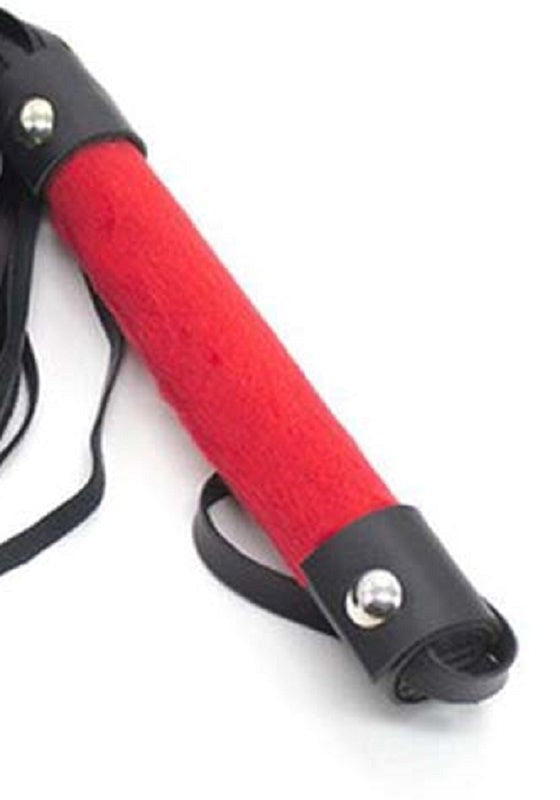 Downy Fetish Play Whip Black And Red CRing for Every Man - - Whips And Crops