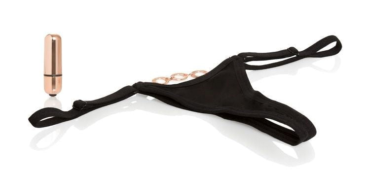 California Exotics Entice Crotchless Vibrating Panty Massager with Rose Gold - - Remote Control Vibrators