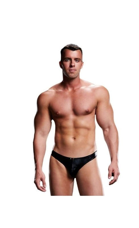 Envy Menswear Low Rise Thong E034 SM Black Contoured Pouch Design - - Jocks and G-Strings