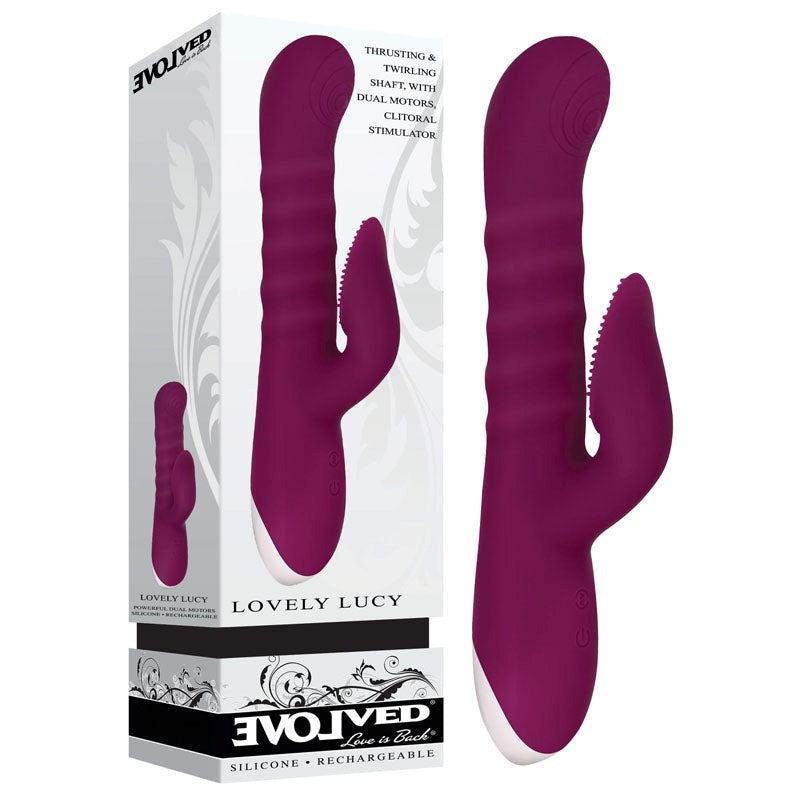 Evolved Lovely Lucy Burgundy Vibrator with Multiple Patterns and Quiet Motor - - Rabbit Vibrators