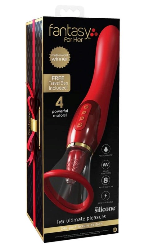 Pipedream Products Fantasy for Her Ultimate Pleasure 24K Gold Edition Vibrator - - Clit Ticklers and Pulsators