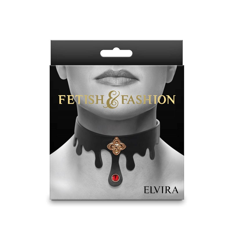 Fetish & Fashion - Elvira Bondage Collar of Allure and Elegance - - Collars and Leads