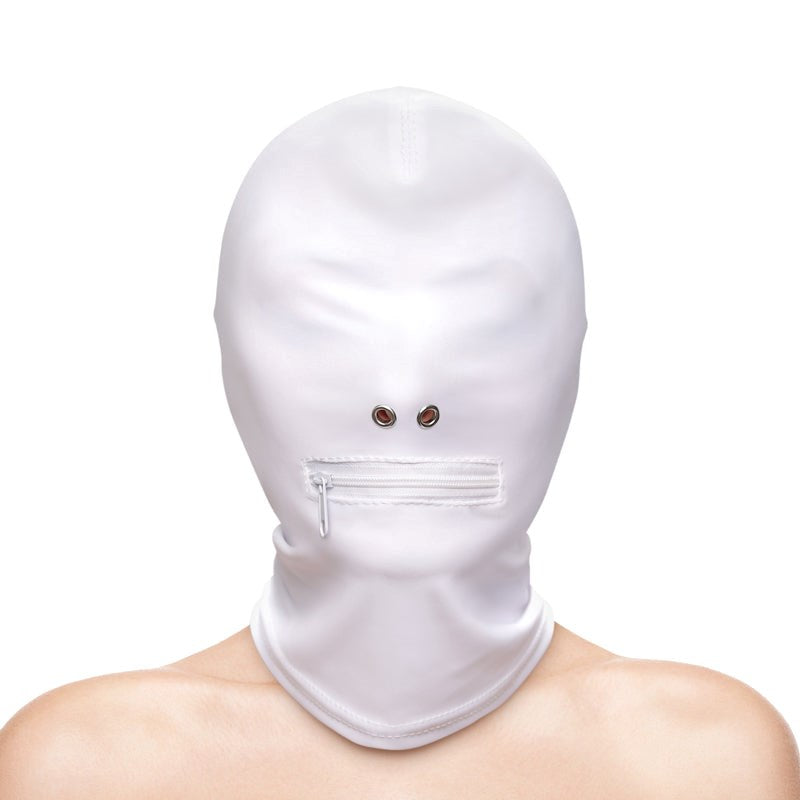 Fetish and Fashion Zippered Mouth Hood with Sensory Deprivation Control - - Bondage Hoods