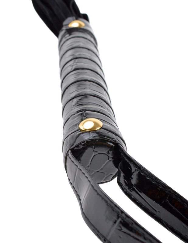 Fetish Fantasy Gold Cat O' Nine Black Leather Flogger - - Whips And Crops
