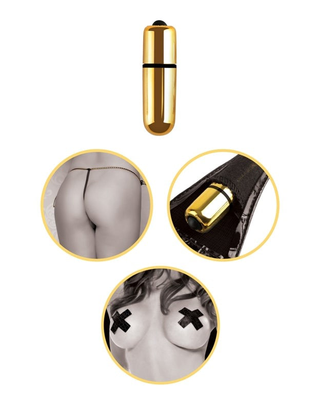 Pipedream Products Fetish Fantasy Gold Vibrating Strap On Dildo Set Premium - - Strap On Sextoys
