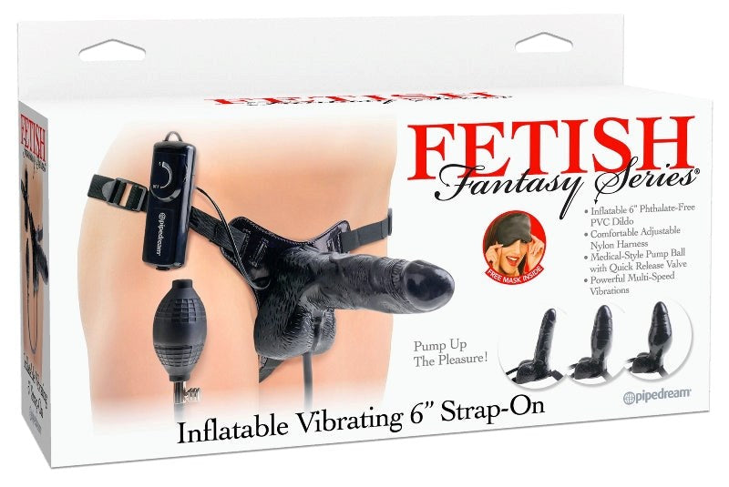 Pipedream Products Fetish Fantasy Inflatable Vibrating 6 inch Strap On Dildo - - Strap On Sextoys