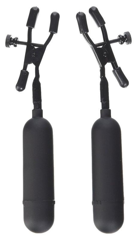 Fetish Fantasy Vibrating Cordless BDSM Nipple Clamps - - Nipple and Clit Clamps