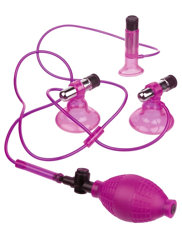 Pipedream Products Fetish Fantasy Vibrating Triple Super Nipple Suckers - - Breast and Nipple Toys