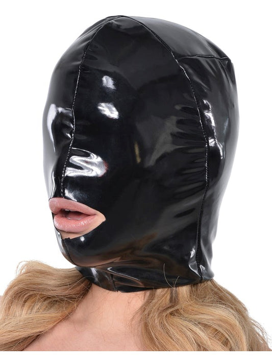 Fetish Fantasy Wet Look Open-Mouth Hood Push And Play CRings - - Bondage Hoods