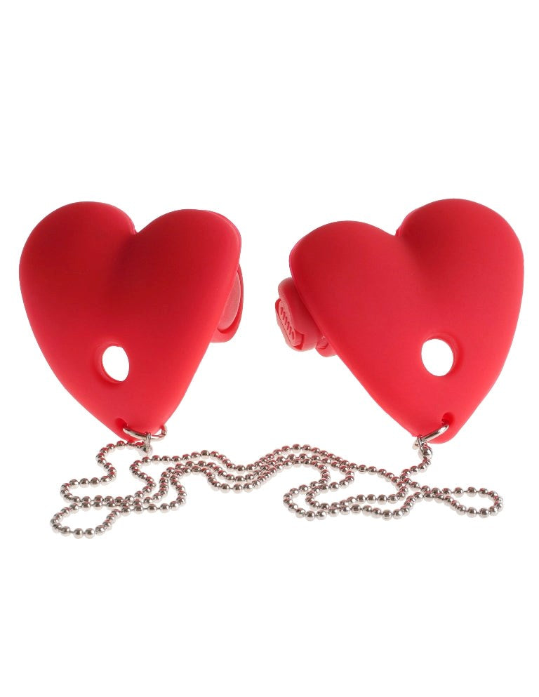 Pipedream Products Fetish Fantasy Series Vibrating Heart Shape Pasties Red - - Breast and Nipple Toys