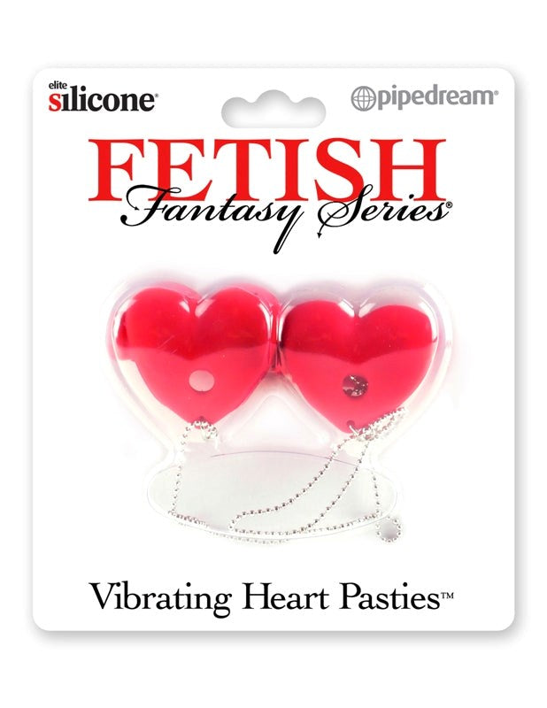 Pipedream Products Fetish Fantasy Series Vibrating Heart Shape Pasties Red - - Breast and Nipple Toys