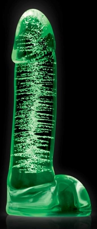NS Novelties Firefly Glass Smooth Ballsey 4 inch Dildo Glow in the Dark - - Glass Sex Toys