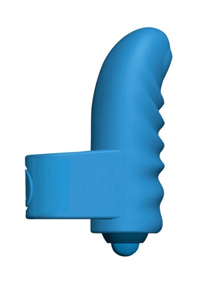 Icon Brands Flirt Finger Ribbed and Ready Adult Massager Blue Vibrator - - Finger and Tongue Vibrators