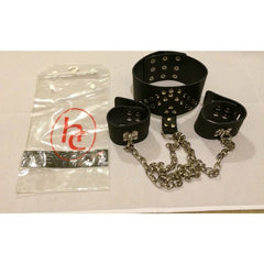 FTBondage Collar & Wrist Restraint with Chains - - Cuffs and Restraints