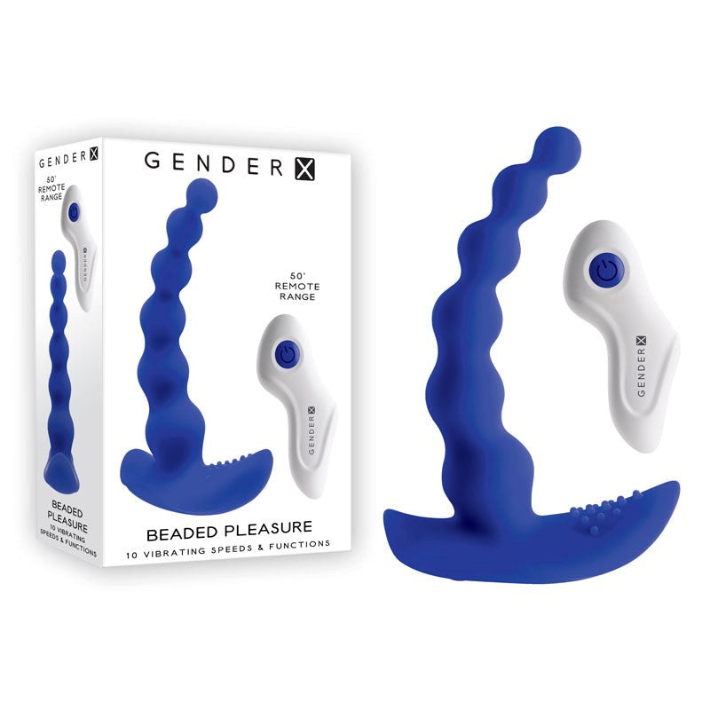 Gender X BEADED PLEASURE - Blue Solo Fit Options - - Anal Beads and Balls