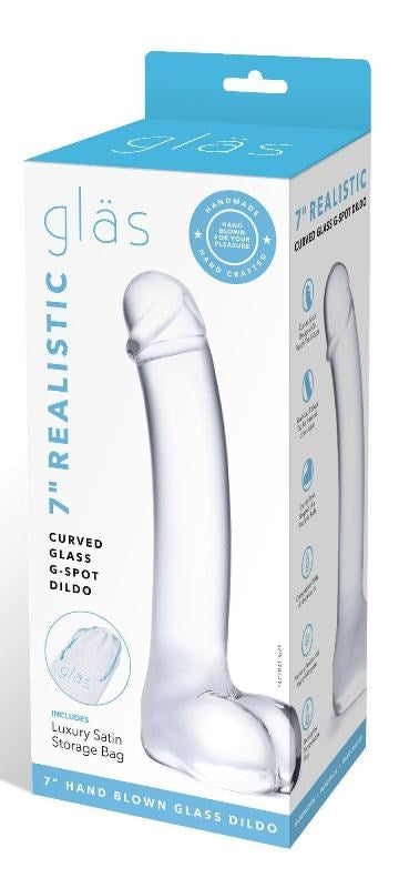Glas Realistic Curved Glass G Spot Dildo 7 inch Hand Blown Borosilicate - - Glass Sex Toys