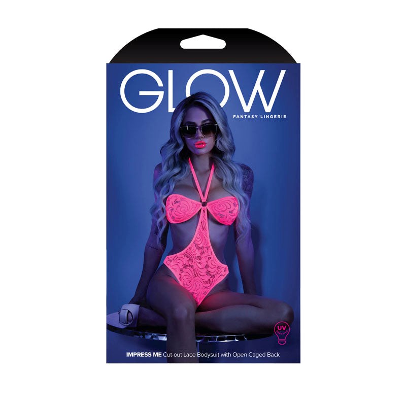 Fantasy Lingerie Glow Impress Me Bodysuit Limited Edition Glamour Open Back - - Babydolls and Chemises