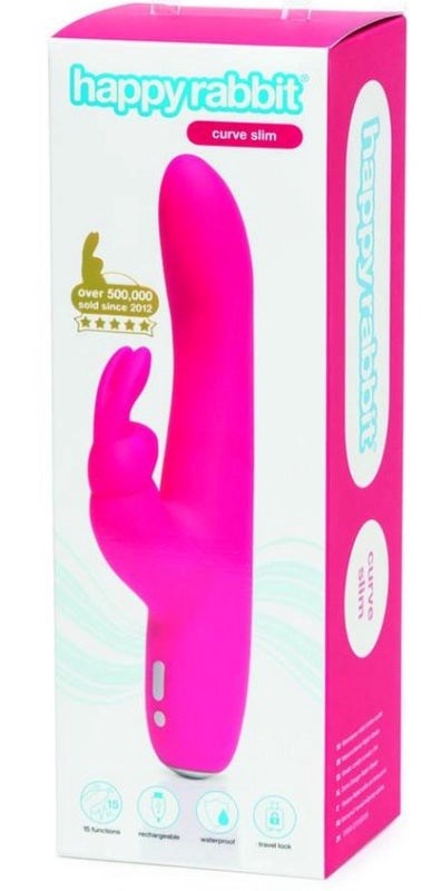 Love Honey Happy Rabbit Slimline Curve Rechargeable Rabbit Vibrator Dual Motor - - Rabbit Vibrators