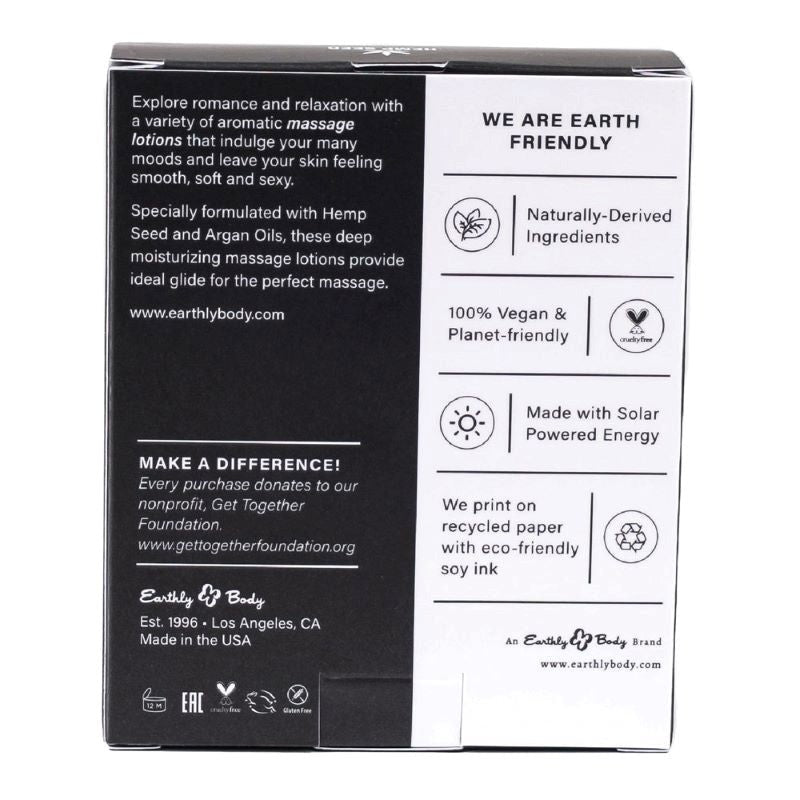 Earthly Body Hemp Seed Edible Massage A Trois Solar Powered Eco Flavors - - Sex Pheromones and Perfumes