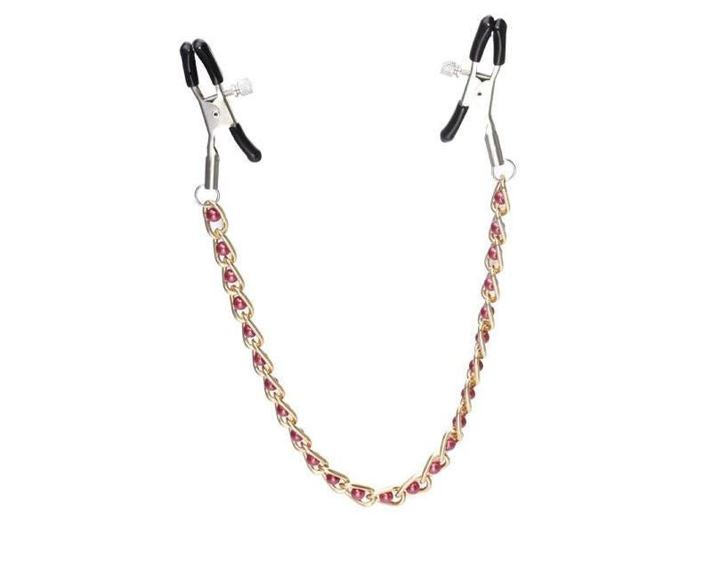 BDStyle High Beam Nipple Clamps & Chain with Adjustable Pressure Control - - Breast and Nipple Toys