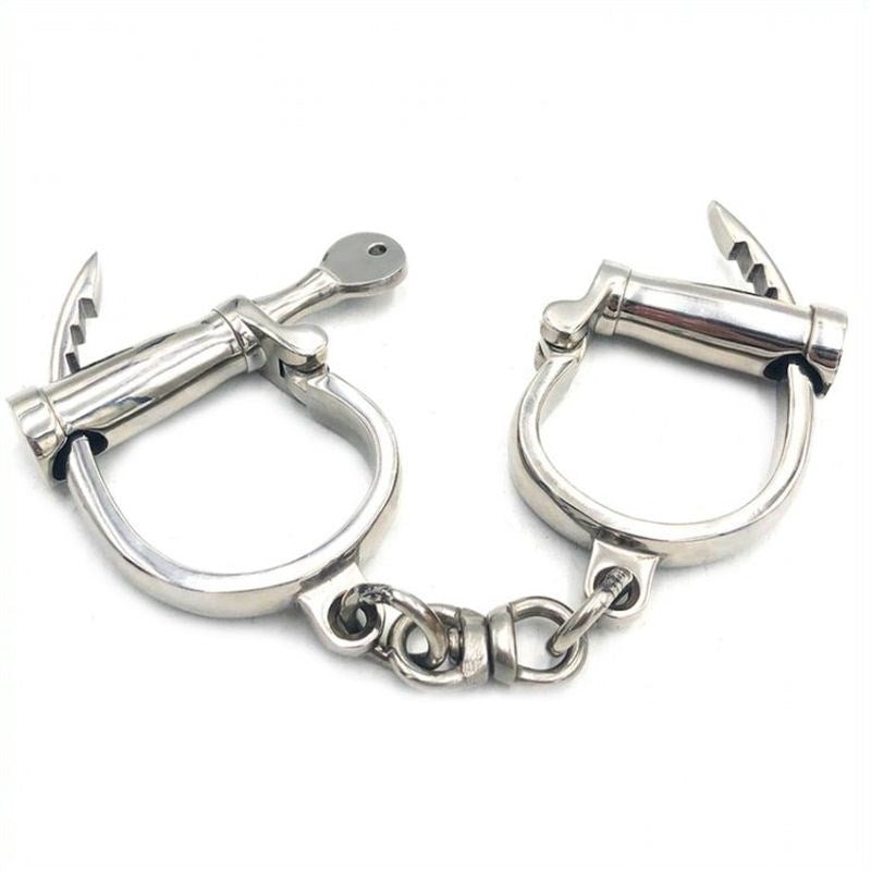 BDStyle Horseshoe Cuffs Adjustable Metal Bondage Restraints with Padding - - Collars and Leads