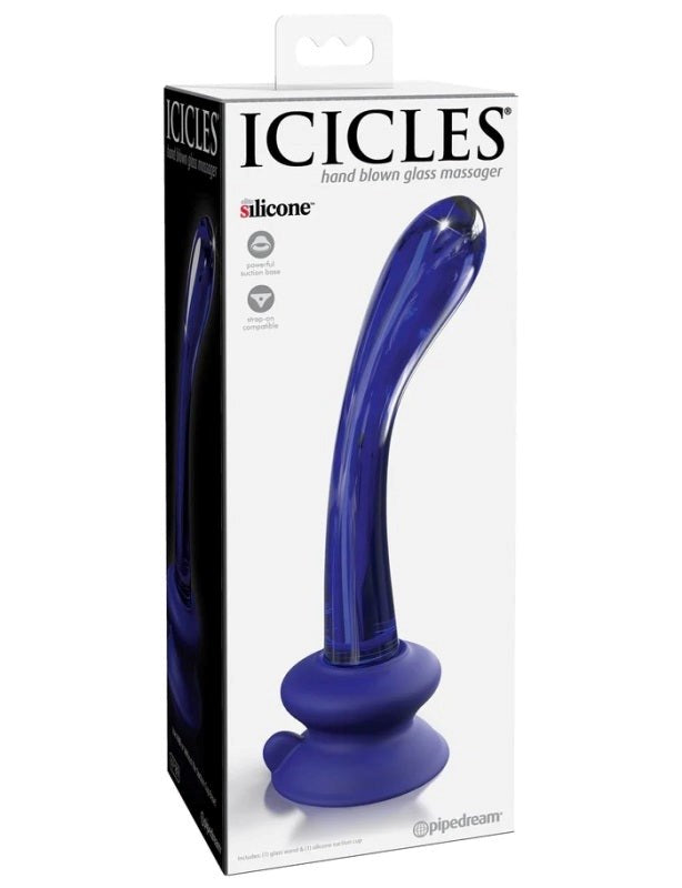 Pipedream Icicles No. 89 Suction Cup Base Glass Massager with Curved Design - - Glass Sex Toys
