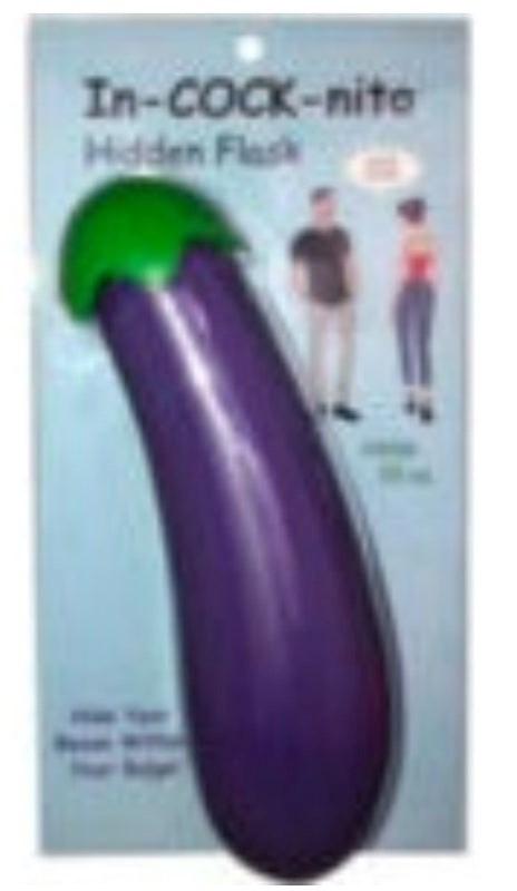 Kheper Games In Cock Nito Flask 10oz Eggplant Shape Party Flask - - Bachelorette and Bucks