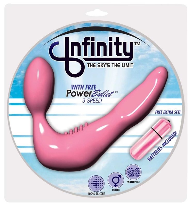 BMS Factory Infinity Strapless Strap On Pink Dual Stimulation Dildo - - Strap On Sextoys