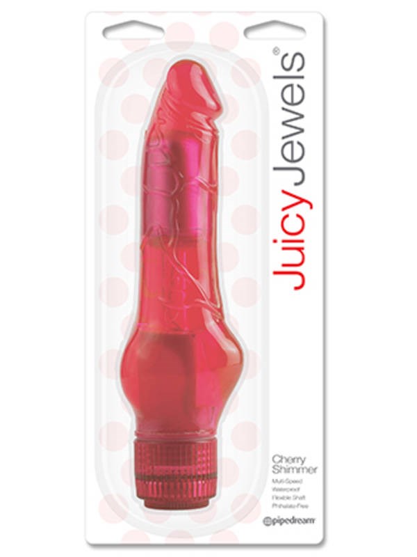 Pipedream Juicy Jewels Cherry Shimmer Vibrating Dildo with Bendable Shaft - - Waterproof Vibrators