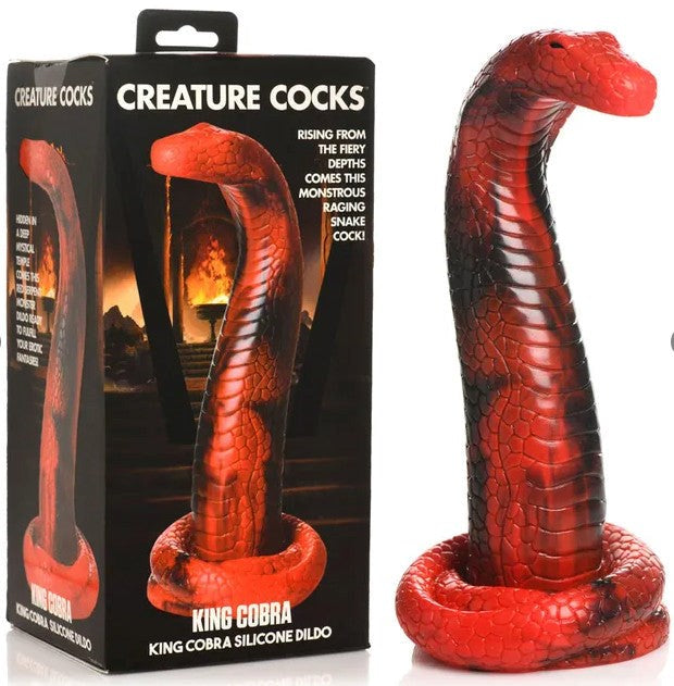 XR Brands King Cobra Silicone Dildo with Scale Texture and Curved Design - - Non-Realistic Dildos